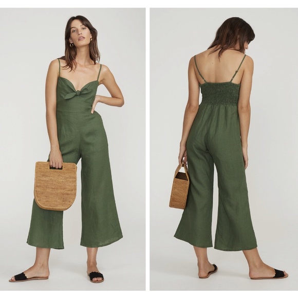 Faithfull the Brand Pants - Faithfull The Brand Presley Moss Green Jumpsuit M